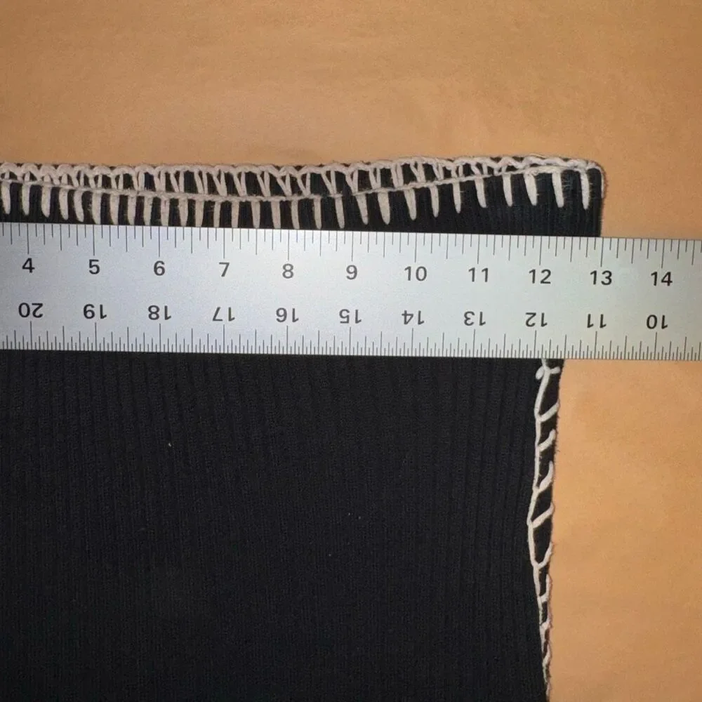 Another Girl Size L Ribbed Knit Midi Skirt midi Black Blue Colorblock Contrast S